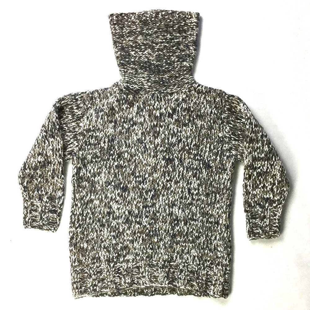 Whistles Blue/Brown/White Knit Turtleneck Sweater